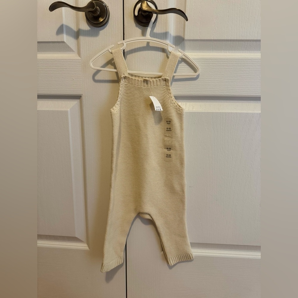 Baby GAP Cream Knit Baby Sweater overalls